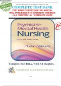 TEST BANK FOR PSYCHIATRIC MENTAL HEALTH NURSING 9TH EDITION BY VIDEBECK / ALL CHAPTER 1-24 / COMPLETE GUIDE