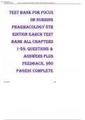 Focus On Nursing Pharmacology 8th Edition Karch Test Bank ALL CHAPTERS 1-59  COVERED 