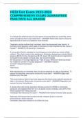  HESI Exit Exam 2023-2024 &Tab;   COMPREHENSIVE EXAMS GUARANTEED &Tab;  PASS RATE ALL GRADED&Tab; &Tab; &Tab;&Tab;