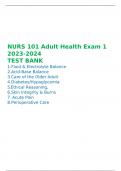 NURS 101 Adult Health Exam 1 2023-2024  TEST BANK