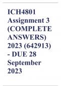 ICH4801 Assignment 3 &lpar;COMPLETE ANSWERS&rpar; 2023 &lpar;642913&rpar; - DUE 28 September 2023