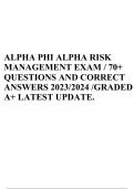 ALPHA PHI ALPHA RISK MANAGEMENT EXAM / 70+ QUESTIONS AND CORRECT ANSWERS 2023/2024 /GRADED A+ LATEST UPDATE.