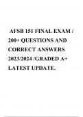 AFSB 151 FINAL EXAM / 200+ QUESTIONS AND CORRECT ANSWERS 2023/2024 /GRADED A+ LATEST UPDATE.