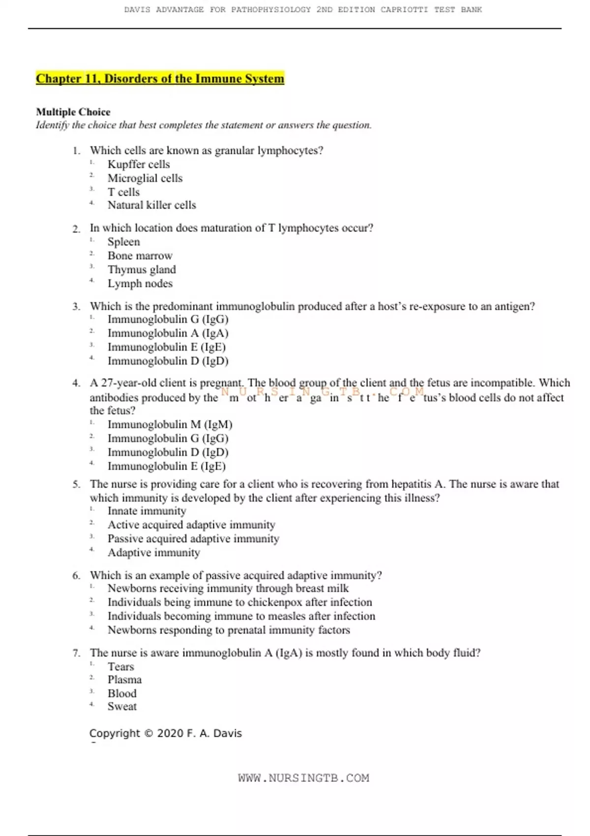 Chapter 11, Disorders of the Immune System GRADED A - Chapter 11 ...