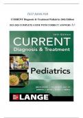 TEST BANK FOR  CURRENT Diagnosis & Treatment Pediatrics 26th Edition  2023-2024 COMPLETE GUIDE WITH CORRECT ANSWERS A+