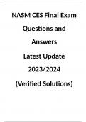 NASM CES Final Exam Questions and Answers  Latest Update 2023/2024  (Verified Solutions)