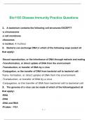 Bio1103 Disease Immunity Practice Questions and Answers 2022 with complete solution