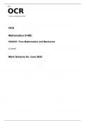 OCR A Level Mathematics B &lpar;MEI&rpar; H640&sol;01 JUNE 2023 MARK SCHEME&colon; Pure Mathematics and Mechanics