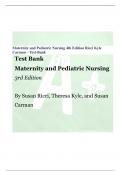 Maternity and Pediatric Nursing 4th Edition Ricci Kyle Carman – Test-Bank Test Bank Maternity and Pediatric Nursing 3rd Edition By Susan Ricci, Theresa Kyle, and Susan Carman