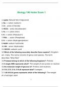 Biology 190 Huber Exam 1 Updated 2022 with complete solution
