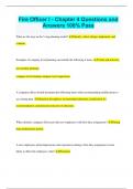 Fire Officer I - Chapter 4 Questions and Answers 100&percnt; Pass