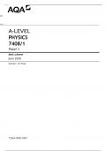 AQA   A-LEVEL PHYSICS 7408/1 Paper 1 Mark scheme