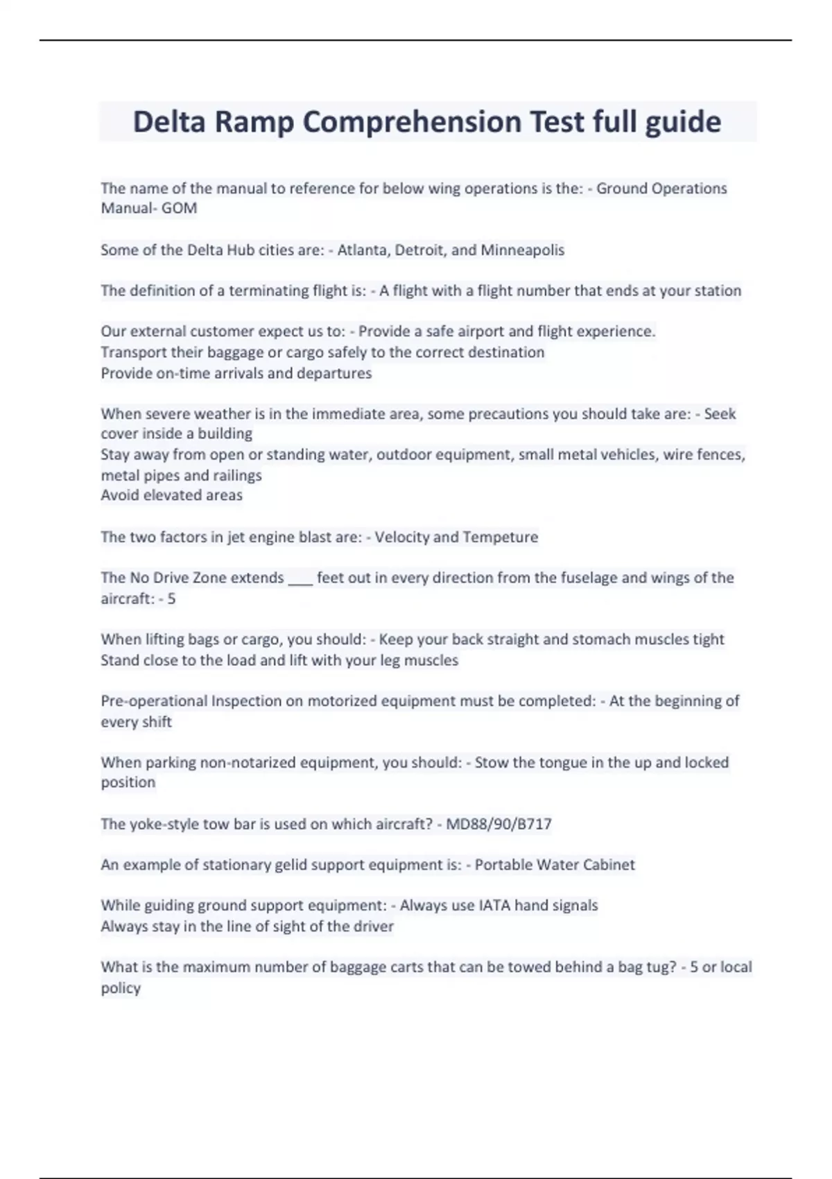 Delta Ramp Comprehension Test full guide RAMP Certification Stuvia US