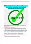 CRCR Certification Test Answers Questions from Actual Exam with 100% correct  Answers Updated 2023-2024