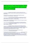 SNCOA DLC Joint Warfighter 2023-2024 Exam Questions and Correct Answers A Grade 