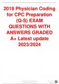 2019 Physician Coding for CPC Preparation (Q-S) EXAM QUESTIONS WITH ANSWERS GRADED A+ Latest update 2023/2024