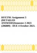 HSY3701 Assignment 3 (DETAILED ANSWERS)Semester 2 2023 (206889) - DUE 4 October 2023.