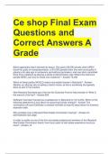 Ce shop Final Exam Questions and Correct Answers A Grade 