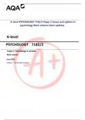 A-level PSYCHOLOGY 7182/3 Paper 3 Issues and options in  psychology Mark scheme latest updates.