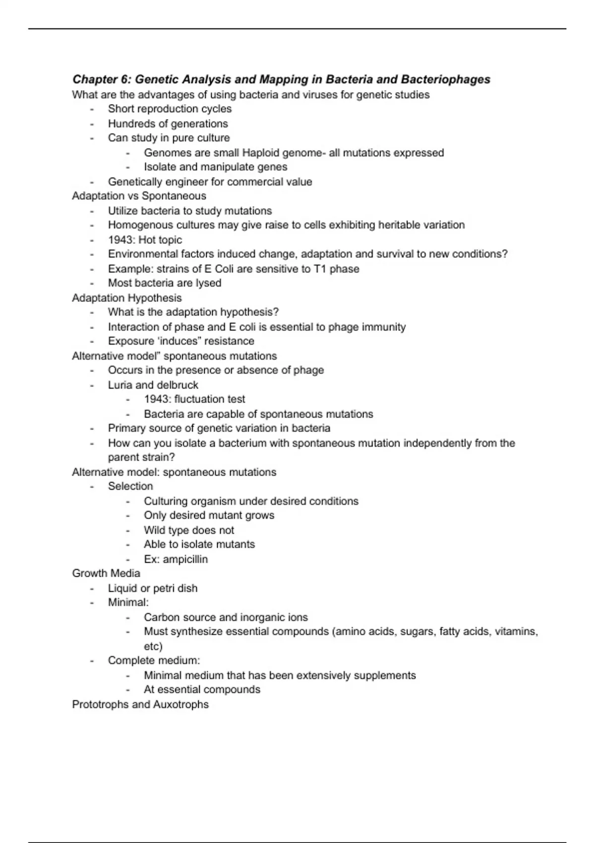 Chapter 6: Genetic analysis and mapping in bacteria and bacteriophage ...