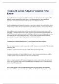 Texas All-Lines Adjuster course Final Exam with 100&percnt; correct answers