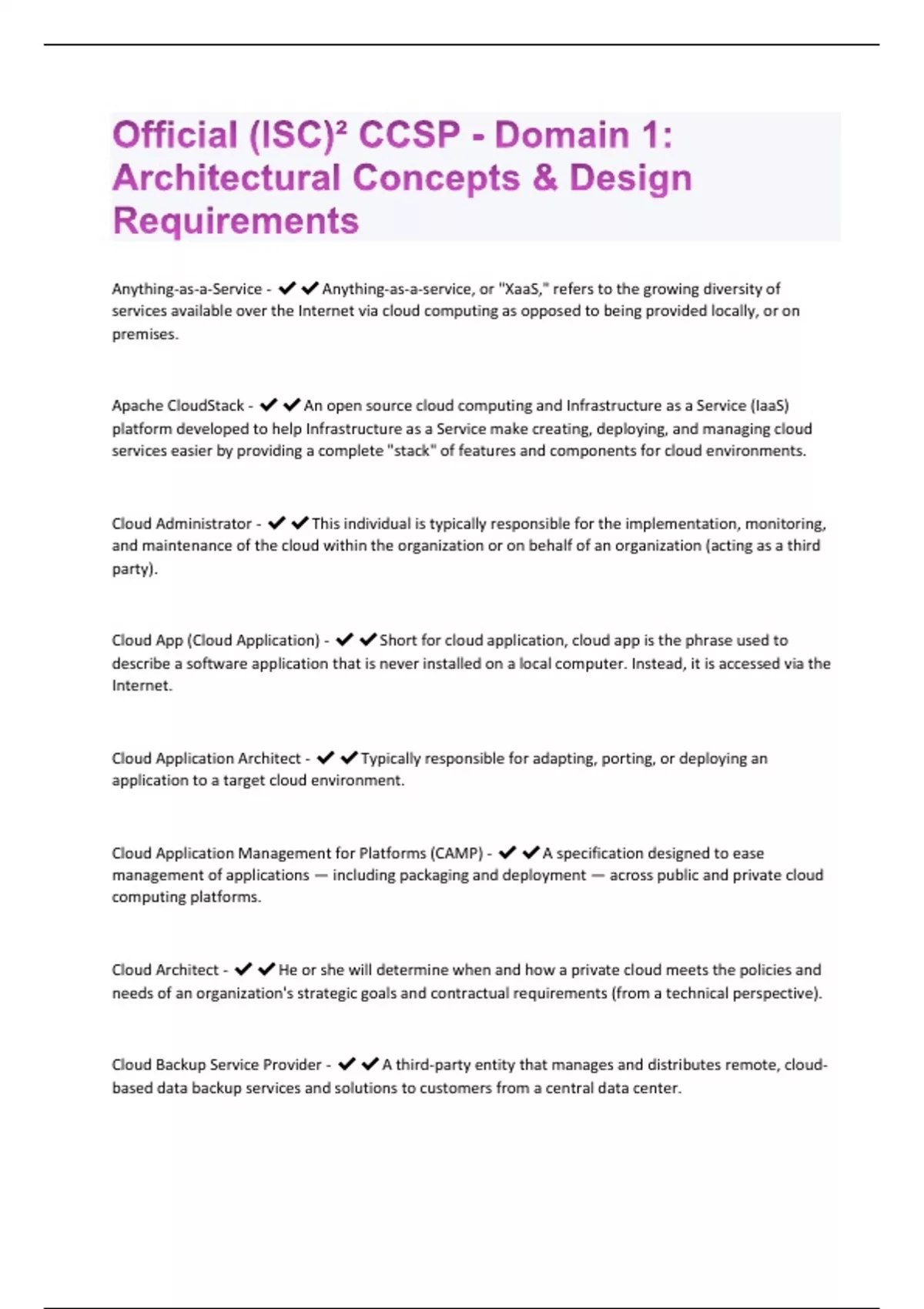 Official (ISC)² CCSP Domain 1 Architectural Concepts & Design