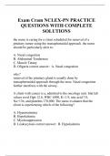 Exam Cram NCLEX-PN PRACTICE QUESTIONS WITH COMPLETE SOLUTIONS