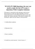 NCLEX-PN 3000 Questions (In case you need to study for the LPN exam :) Questions With Complete Solutions