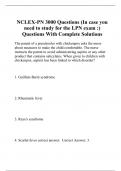 NCLEX-PN 3000 Questions &lpar;In case you need to study for the LPN exam &colon;&rpar; Questions With Complete Solutions