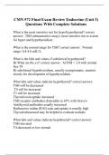 CMN 572 Final Exam Review Endocrine (Unit 3) Questions With Complete Solutions