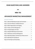 Exam Questions and Answers on MBA 702 -Advanced Marketing Management