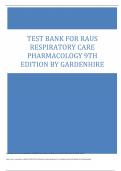 Test Bank for Raus Respiratory Care Pharmacology 9th Edition by Gardenhire