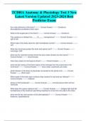 TCDHA Anatomy & Physiology Test 3 New  Latest Version Updated 2023-2024 Best Predictor Exam
