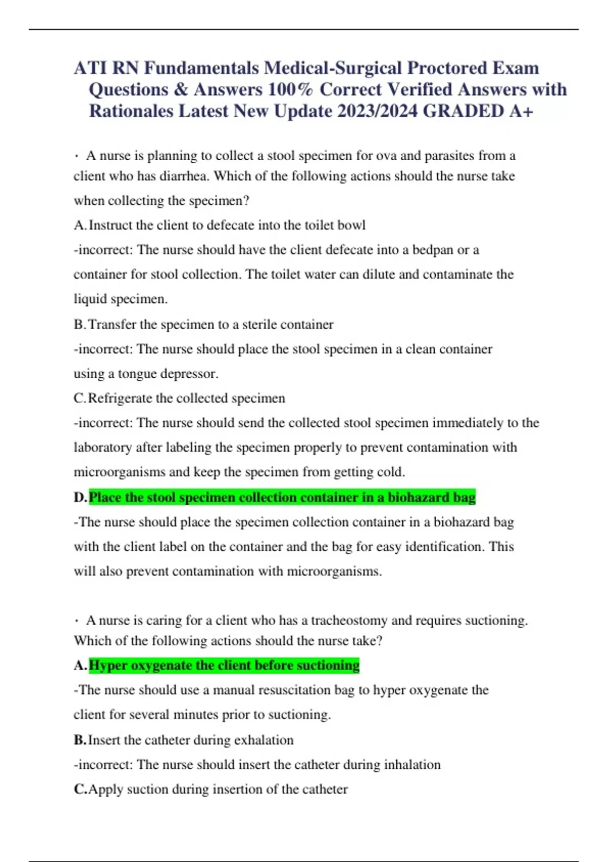ATI RN Fundamentals Medical-Surgical Proctored Exam Questions & Answers ...