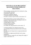 EMT FINAL EXAM JBLEARNING QUESTIONS WITH COMPLETE SOLUTIONS