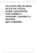 ANATOMY BIO 251 EXAM GUIDE(COMPLETE QUESTIONS AND CORRECT ANSWERS)2023/2024