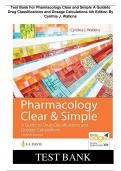 Test Bank For Pharmacology Clear and Simple A Guide to Drug Classifications and Dosage Calculations 4th Edition Watkins