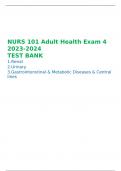 NURS 101 Adult Health Exam 4 2023-2024  TEST BANK
