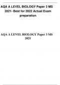 AQA A LEVEL BIOLOGY Paper 3 MS | 2021- Best for 2022 Actual Exam preparation