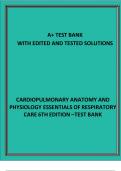 CARDIOPULMONARY ANATOMY AND PHYSIOLOGY ESSENTIALS OF RESPIRATORY CARE 6TH EDITION –TEST BANK
