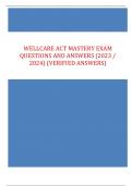 WELLCARE ACT Mastery Exam Questions and Answers &lpar;2023 &sol; 2024&rpar; &lpar;Verified Answers