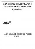AQA A LEVEL BIOLOGY PAPER 1 2021- Best for 2022 Actual exam preparation