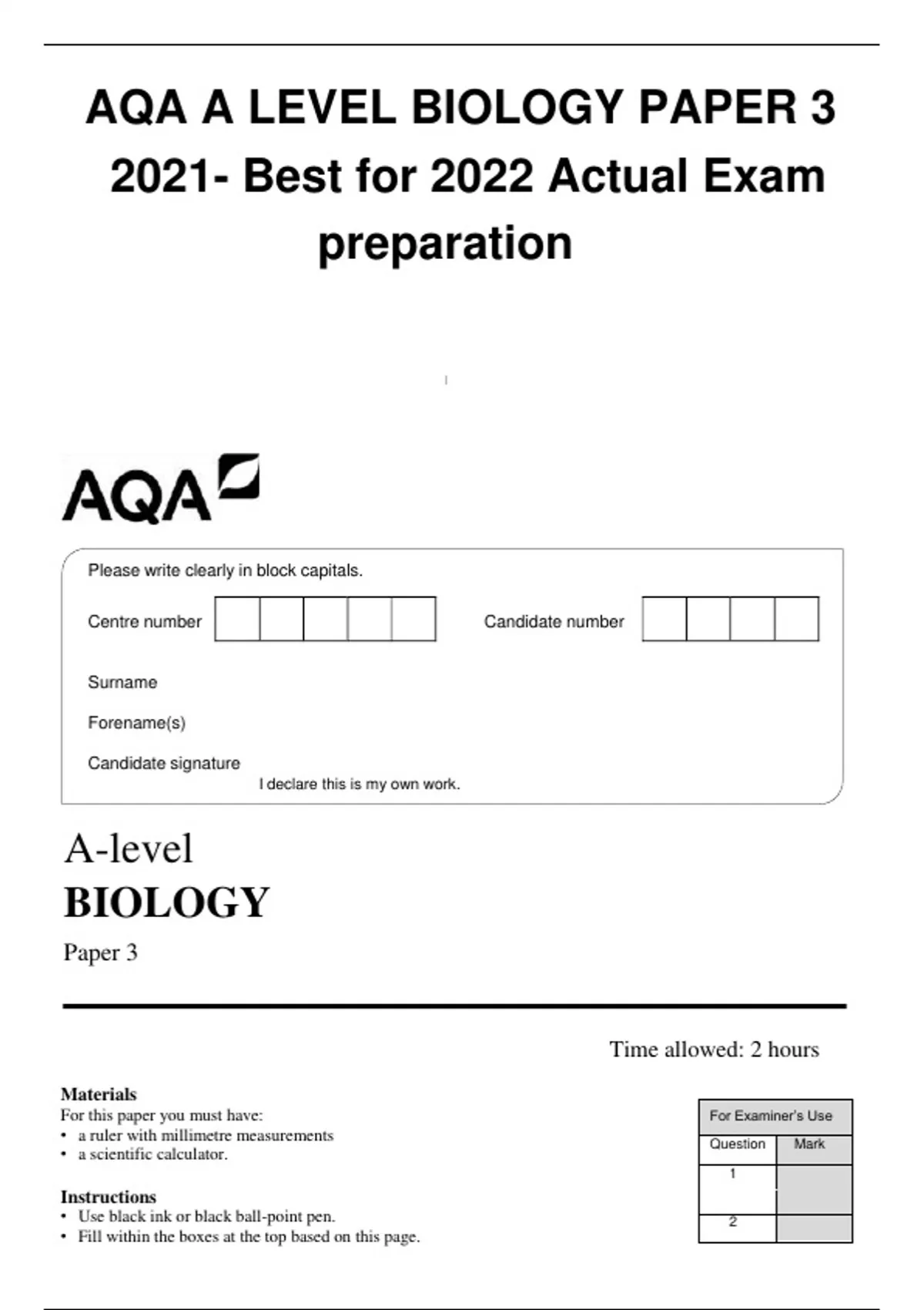 aqa a level biology paper 3 essay predictions 2023