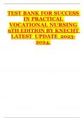 Test Bank for Success in Practical Vocational Nursing 10th Edition Carroll