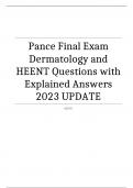 Pance Final Exam Dermatology and HEENT Questions with Explained Answers 2023 uPDATE