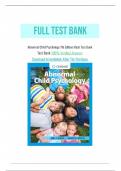 Test Bank for Abnormal Child Psychology 7th Edition by Eric J Mash, all chapters covered: ISBN-10 1337624268 ISBN-13 978-1337624268 , A+ guide