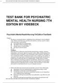 Test Bank For Psychiatric Mental Health Nursing 9th Edition By Videbeck