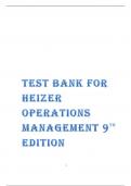 Test Bank for Heizer Operations Management 9th Edition latest 2023