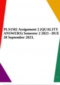 PLS1502 Assignment 2 (QUALITY ANSWERS) Semester 2 2023 - DUE 28 September 2023.