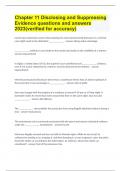 Chapter 11 Disclosing and Suppressing Evidence questions and answers 2023&lpar;verified for accuracy&rpar;